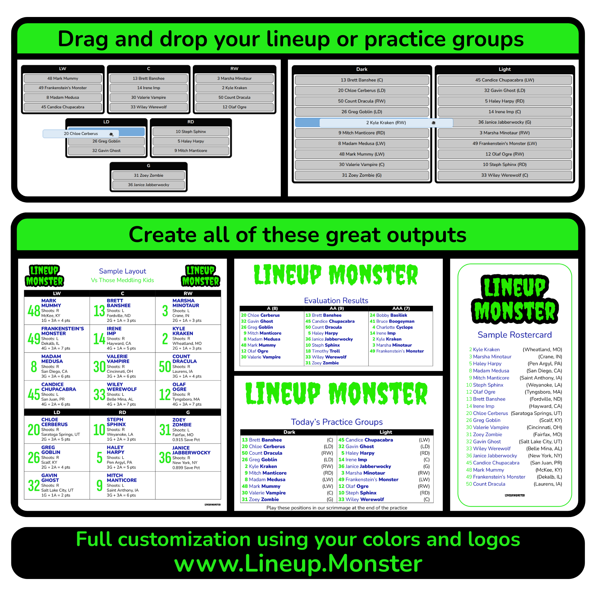 Lineup Monster examples